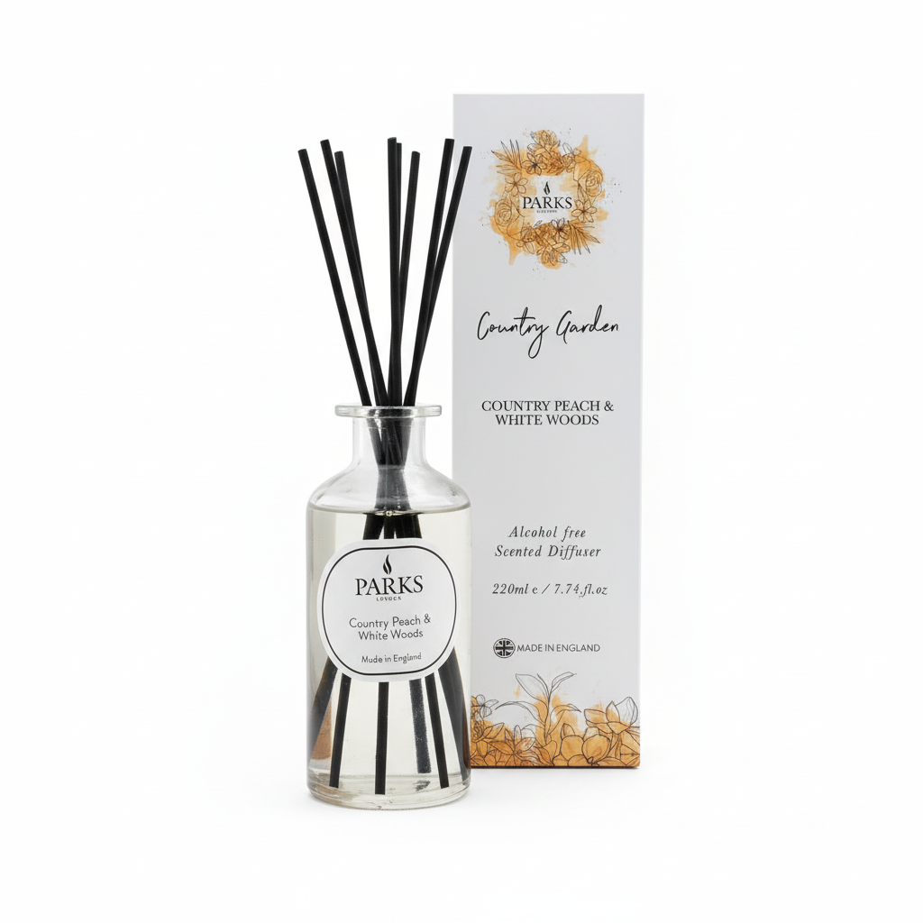 COUNTRY GARDEN 220ML REED DIFFUSER COUNTRY PEACH & WHITE WOODS