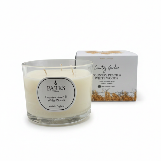 COUNTRY GARDEN 350G CANDLE COUNTRY PEACH & WHITE WOODS