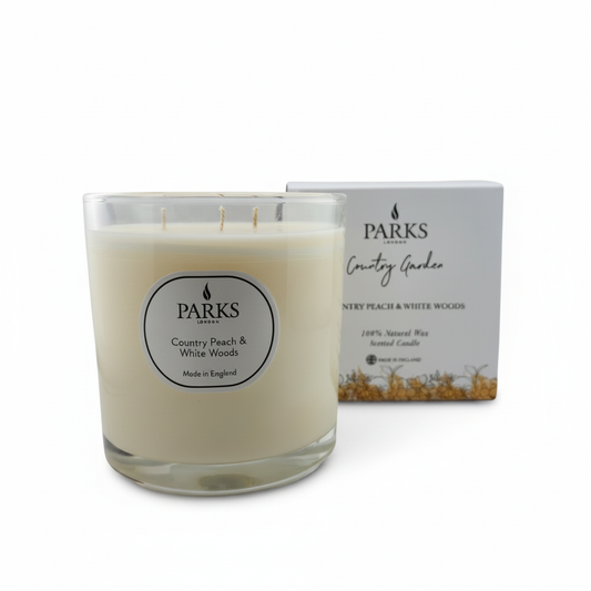 COUNTRY GARDEN 650G CANDLE COUNTRY PEACH & WHITE WOODS